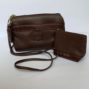 Brown leather VR classics crossbody bag